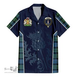 ScotsTee Shop Scottish McCoy Ancient Clan Scottish Crest and Scottish Thistle Sport Tartan Short Sleeve Shirt