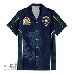 ScotsTee Shop Scottish Oliphant Clan Scottish Crest and Scottish Thistle Sport Tartan Short Sleeve Shirt