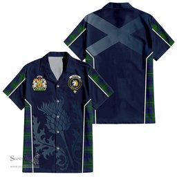ScotsTee Shop Scottish Oliphant Clan Scottish Crest and Scottish Thistle Sport Tartan Short Sleeve Shirt
