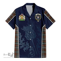 ScotsTee Shop Scottish Murray of Atholl Weathered Clan Scottish Crest and Scottish Thistle Sport Tartan Short Sleeve Shirt
