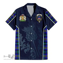 ScotsTee Shop Scottish Weir Modern Clan Scottish Crest and Scottish Thistle Sport Tartan Short Sleeve Shirt