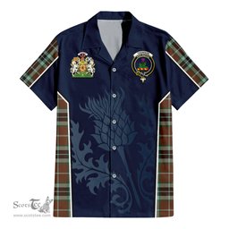 ScotsTee Shop Scottish Thomson Hunting Modern Clan Scottish Crest and Scottish Thistle Sport Tartan Short Sleeve Shirt