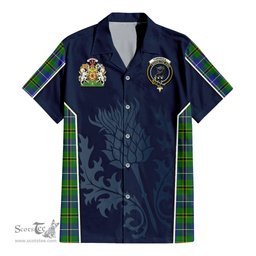 ScotsTee Shop Scottish Turnbull Hunting Clan Scottish Crest and Scottish Thistle Sport Tartan Short Sleeve Shirt