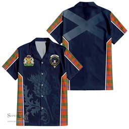 ScotsTee Shop Scottish Ross Ancient Clan Scottish Crest and Scottish Thistle Sport Tartan Short Sleeve Shirt