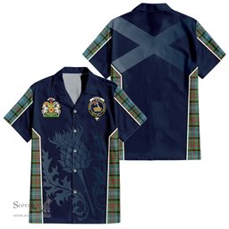 ScotsTee Shop Scottish Paisley Clan Scottish Crest and Scottish Thistle Sport Tartan Short Sleeve Shirt