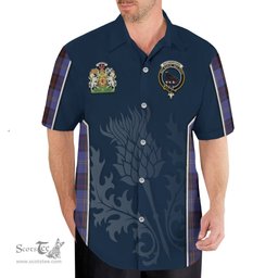 ScotsTee Shop Scottish Rutherford Clan Scottish Crest and Scottish Thistle Sport Tartan Short Sleeve Shirt