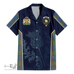 ScotsTee Shop Scottish Stewart of Appin Hunting Ancient Clan Scottish Crest and Scottish Thistle Sport Tartan Short Sleeve Shirt