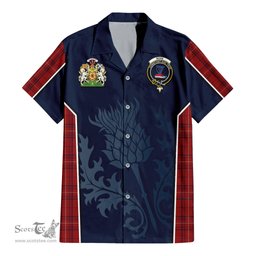 ScotsTee Shop Scottish Rose of Kilravock Clan Scottish Crest and Scottish Thistle Sport Tartan Short Sleeve Shirt
