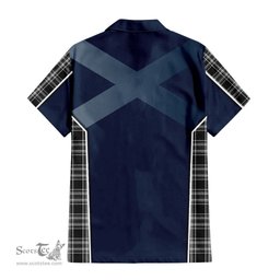 ScotsTee Shop Scottish Stewart Black and White Clan Scottish Crest and Scottish Thistle Sport Tartan Short Sleeve Shirt