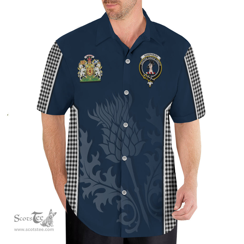 ScotsTee Shop Scottish Shepherd Clan Scottish Crest and Scottish Thistle Sport Tartan Short Sleeve Shirt