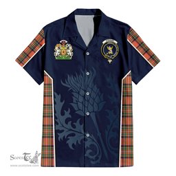 ScotsTee Shop Scottish Stewart Royal Ancient Clan Scottish Crest and Scottish Thistle Sport Tartan Short Sleeve Shirt