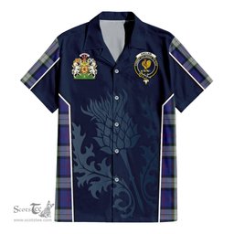ScotsTee Shop Scottish Sinclair Dress Clan Scottish Crest and Scottish Thistle Sport Tartan Short Sleeve Shirt