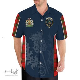 ScotsTee Shop Scottish Maxwell Modern Clan Scottish Crest and Scottish Thistle Sport Tartan Short Sleeve Shirt