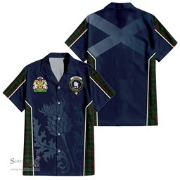 ScotsTee Shop Scottish Tennant Clan Scottish Crest and Scottish Thistle Sport Tartan Short Sleeve Shirt