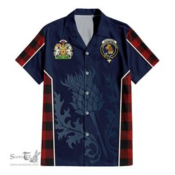 ScotsTee Shop Scottish Rob Roy Macgregor Clan Scottish Crest and Scottish Thistle Sport Tartan Short Sleeve Shirt