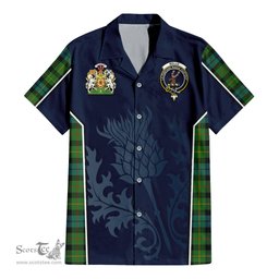 ScotsTee Shop Scottish Rollo Ancient Clan Scottish Crest and Scottish Thistle Sport Tartan Short Sleeve Shirt