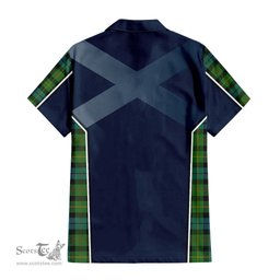 ScotsTee Shop Scottish Rollo Ancient Clan Scottish Crest and Scottish Thistle Sport Tartan Short Sleeve Shirt