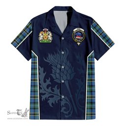 ScotsTee Shop Scottish Weir Ancient Clan Scottish Crest and Scottish Thistle Sport Tartan Short Sleeve Shirt