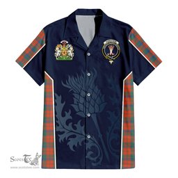 ScotsTee Shop Scottish Robertson Ancient Clan Scottish Crest and Scottish Thistle Sport Tartan Short Sleeve Shirt