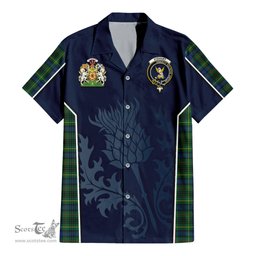 ScotsTee Shop Scottish Stewart Hunting Modern Clan Scottish Crest and Scottish Thistle Sport Tartan Short Sleeve Shirt