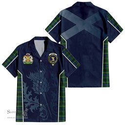 ScotsTee Shop Scottish Stewart Hunting Modern Clan Scottish Crest and Scottish Thistle Sport Tartan Short Sleeve Shirt