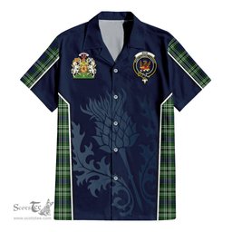 ScotsTee Shop Scottish Mow Clan Scottish Crest and Scottish Thistle Sport Tartan Short Sleeve Shirt