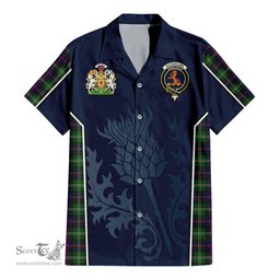 ScotsTee Shop Scottish Sutherland Modern Clan Scottish Crest and Scottish Thistle Sport Tartan Short Sleeve Shirt