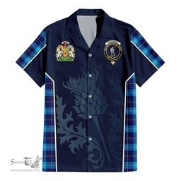 ScotsTee Shop Scottish McKerrell Clan Scottish Crest and Scottish Thistle Sport Tartan Short Sleeve Shirt