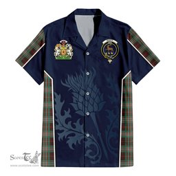 ScotsTee Shop Scottish Scott Brown Ancient Clan Scottish Crest and Scottish Thistle Sport Tartan Short Sleeve Shirt