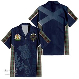 ScotsTee Shop Scottish Scott Brown Ancient Clan Scottish Crest and Scottish Thistle Sport Tartan Short Sleeve Shirt