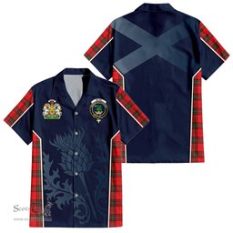 ScotsTee Shop Scottish Seton Modern Clan Scottish Crest and Scottish Thistle Sport Tartan Short Sleeve Shirt