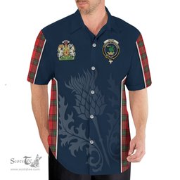 ScotsTee Shop Scottish Seton Modern Clan Scottish Crest and Scottish Thistle Sport Tartan Short Sleeve Shirt