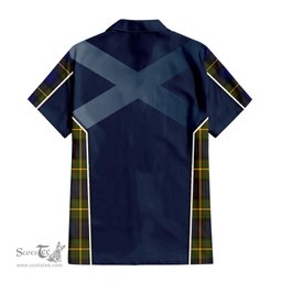 ScotsTee Shop Scottish Muir Clan Scottish Crest and Scottish Thistle Sport Tartan Short Sleeve Shirt