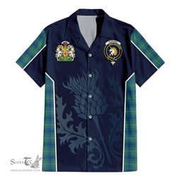 ScotsTee Shop Scottish Oliphant Ancient Clan Scottish Crest and Scottish Thistle Sport Tartan Short Sleeve Shirt
