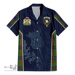 ScotsTee Shop Scottish Stewart of Appin Hunting Modern Clan Scottish Crest and Scottish Thistle Sport Tartan Short Sleeve Shirt