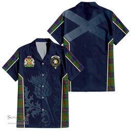 ScotsTee Shop Scottish Stewart of Appin Hunting Modern Clan Scottish Crest and Scottish Thistle Sport Tartan Short Sleeve Shirt