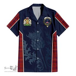 ScotsTee Shop Scottish Rose Clan Scottish Crest and Scottish Thistle Sport Tartan Short Sleeve Shirt