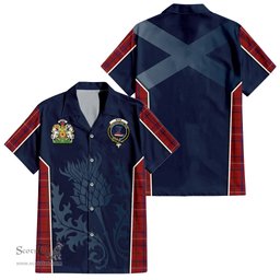 ScotsTee Shop Scottish Rose Clan Scottish Crest and Scottish Thistle Sport Tartan Short Sleeve Shirt