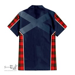 ScotsTee Shop Scottish Wallace Hunting Red Clan Scottish Crest and Scottish Thistle Sport Tartan Short Sleeve Shirt