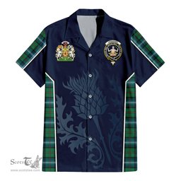 ScotsTee Shop Scottish Urquhart Ancient Clan Scottish Crest and Scottish Thistle Sport Tartan Short Sleeve Shirt