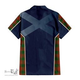 ScotsTee Shop Scottish Menzies Green Modern Clan Scottish Crest and Scottish Thistle Sport Tartan Short Sleeve Shirt