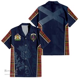 ScotsTee Shop Scottish Ogilvie (Ogilvy) of Strathallan Clan Scottish Crest and Scottish Thistle Sport Tartan Short Sleeve Shirt