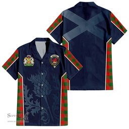 ScotsTee Shop Scottish Moncrieff Modern Clan Scottish Crest and Scottish Thistle Sport Tartan Short Sleeve Shirt