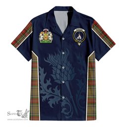 ScotsTee Shop Scottish Muirhead Old Clan Scottish Crest and Scottish Thistle Sport Tartan Short Sleeve Shirt
