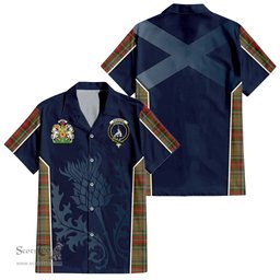 ScotsTee Shop Scottish Muirhead Old Clan Scottish Crest and Scottish Thistle Sport Tartan Short Sleeve Shirt
