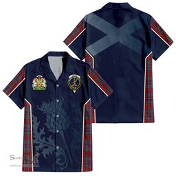 ScotsTee Shop Scottish Spens Clan Scottish Crest and Scottish Thistle Sport Tartan Short Sleeve Shirt