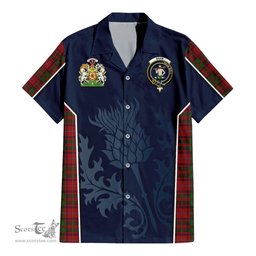 ScotsTee Shop Scottish Shaw of Tordarroch Red Dress Clan Scottish Crest and Scottish Thistle Sport Tartan Short Sleeve Shirt