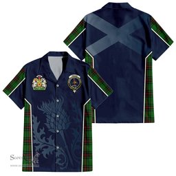 ScotsTee Shop Scottish Orrock Clan Scottish Crest and Scottish Thistle Sport Tartan Short Sleeve Shirt