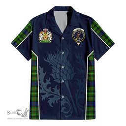 ScotsTee Shop Scottish Rollo Modern Clan Scottish Crest and Scottish Thistle Sport Tartan Short Sleeve Shirt