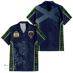 ScotsTee Shop Scottish Rollo Modern Clan Scottish Crest and Scottish Thistle Sport Tartan Short Sleeve Shirt